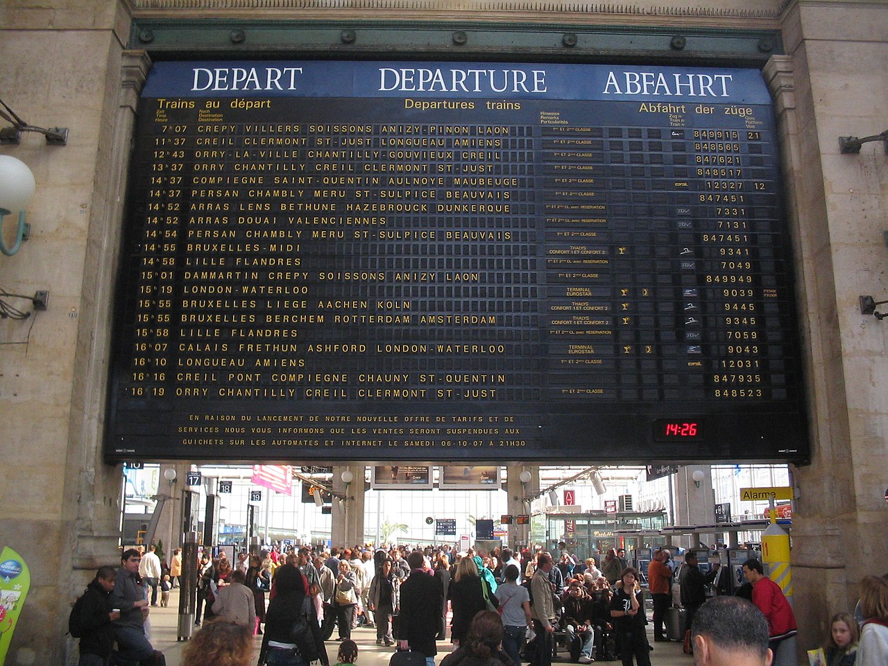 Gare du Nord, Paris, par L. Willms © Wikimedia Creative Commons