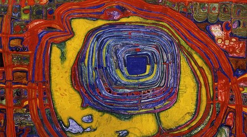 Friedrich Hundertwasser, "The tower of Babel pierces the sun" © wikiart