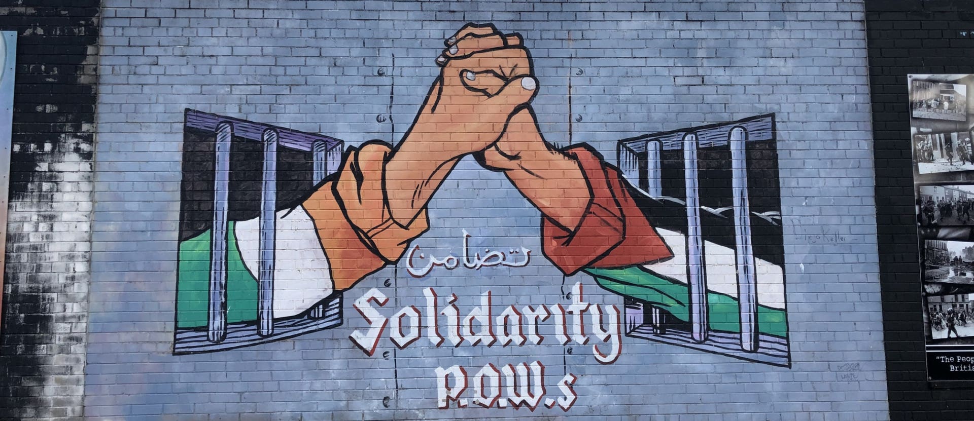 An Irish-Palestinian solidarity mural on the International Wall, West Belfast. Credit: Jacob Judah