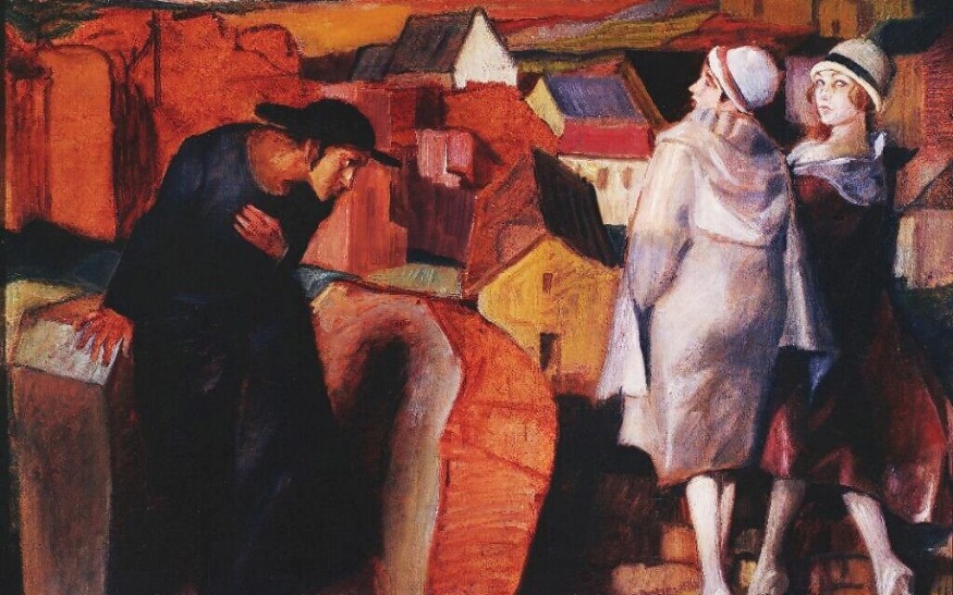 Bruno Schulz, “Encounter: A Young Jewish Man and Two Women in an Alleyway in the City”, 1920, (Adam Mickiewicz Museum of Literature, Warsaw)