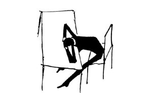 Homme assis à son bureau, dessin de Kafka